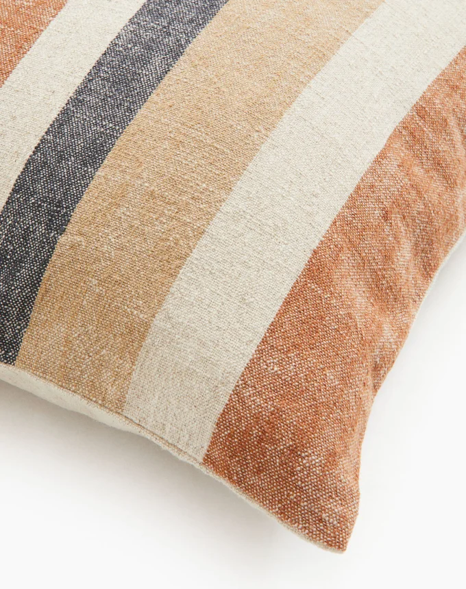 Striped Linen-blend Cushion Cover